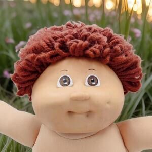 Vintage 1985 Cabbage Patch Kids Doll Coleco Brown Hair Eyes Curly Teal Signature